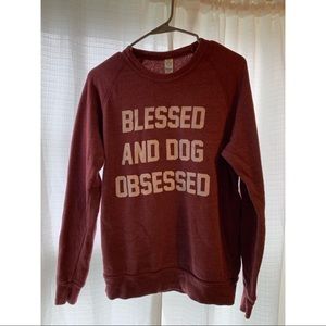 Crew neck sweatshirt. Dog obsessed graphic